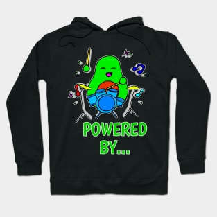 Powered By - Funny Avocado Cute Clipart Veggies - Musical Beats Drummer Hoodie